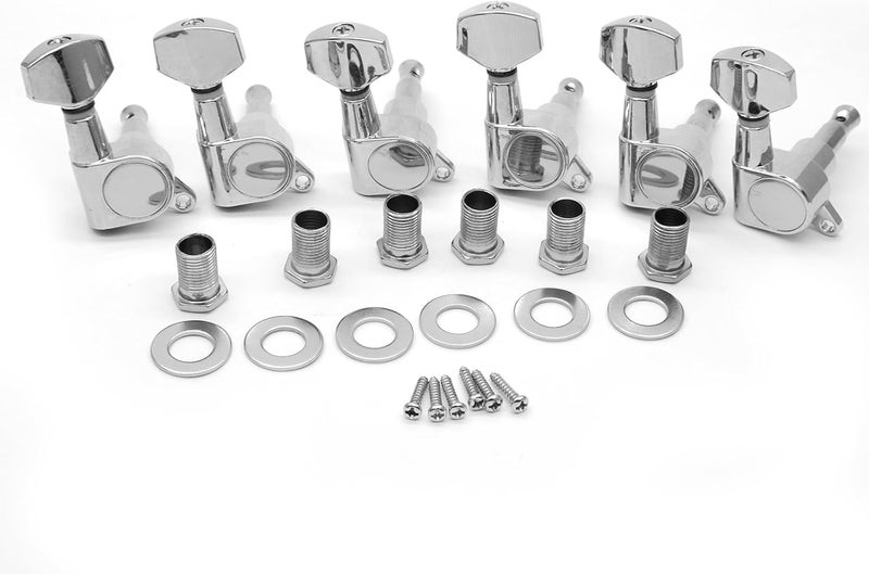 harpfeas 6 Pieces 6R Guitar tuner pegs,small Square Sealed guitar tuning pegs tuners machine heads,for Acoustic or Electric Guitar (Chrome) - Image 1